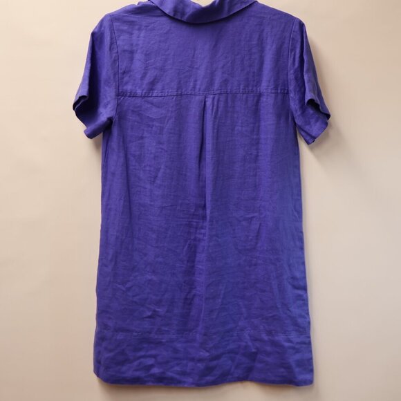 Madewell Women Size XS 100% Linen Mini Shift Dress V neck In Blue Star. - Picture 13 of 14
